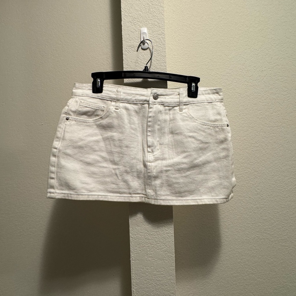 White Denim Mini Skirt